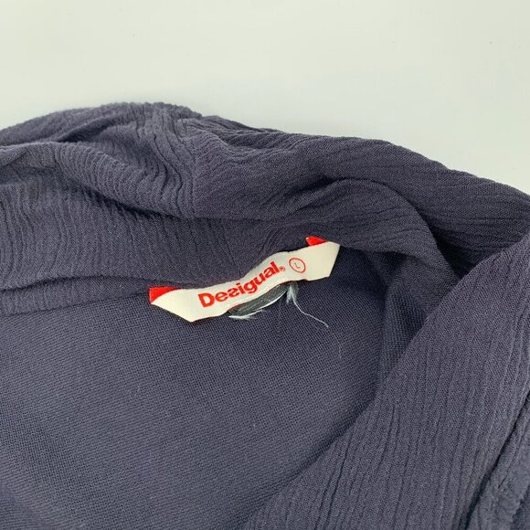 Desigual boho shift dress black sleeveless cowl neckline fringe embroidery Large - Picture 6 of 6